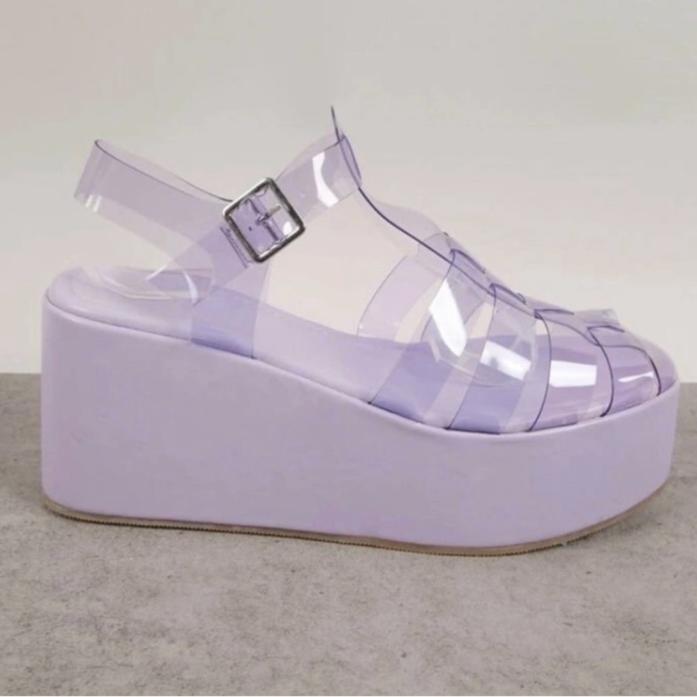 New: SHEIN Purple Jelly Perspex Platform Sandals